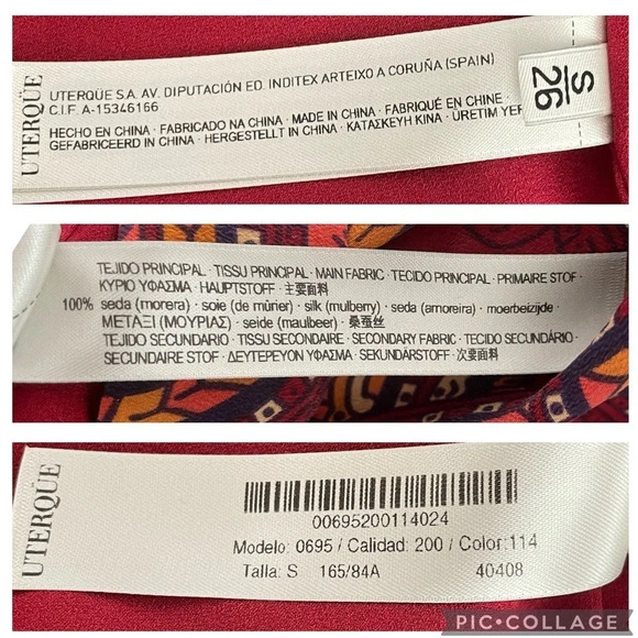 UTERQÜE Silk Bohemian Dress Batwings Paisley Print size Small - Picture 4 of 8